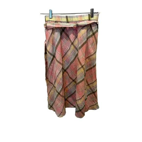 Talbots Women's Cotton Preppy Soft Pull On Pastel Plaid Midi Skirt Size Small - Picture 1 of 4